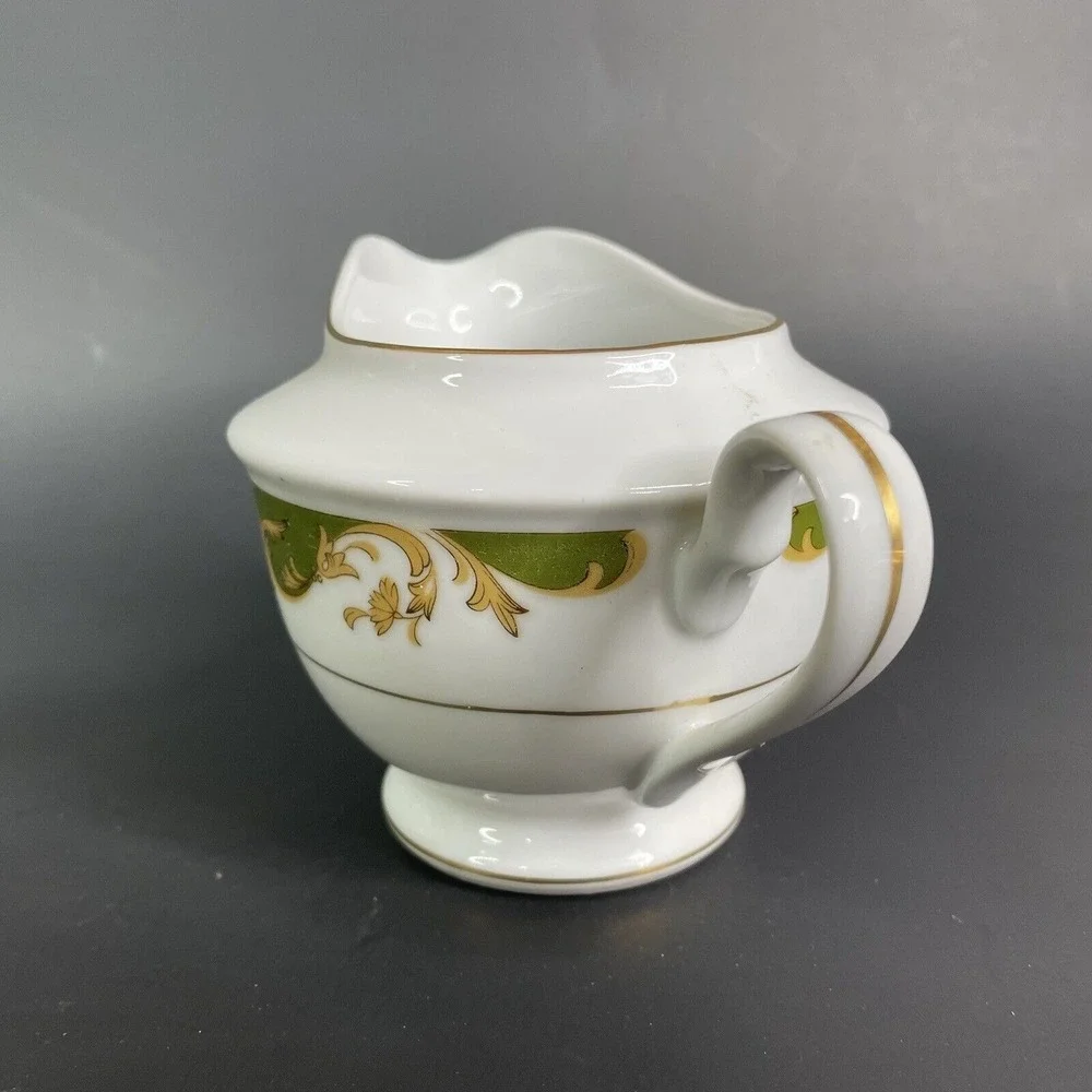 Vintage Style House Fine China‎ Kimberly Creamer & Sugar Bowl Green & Gold